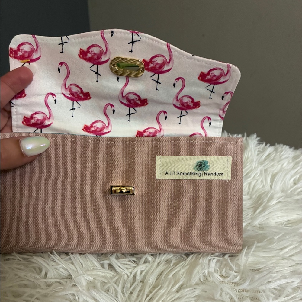 Handmade Flamingo Print Clutch Wallet 💓 - Picture 3 of 10